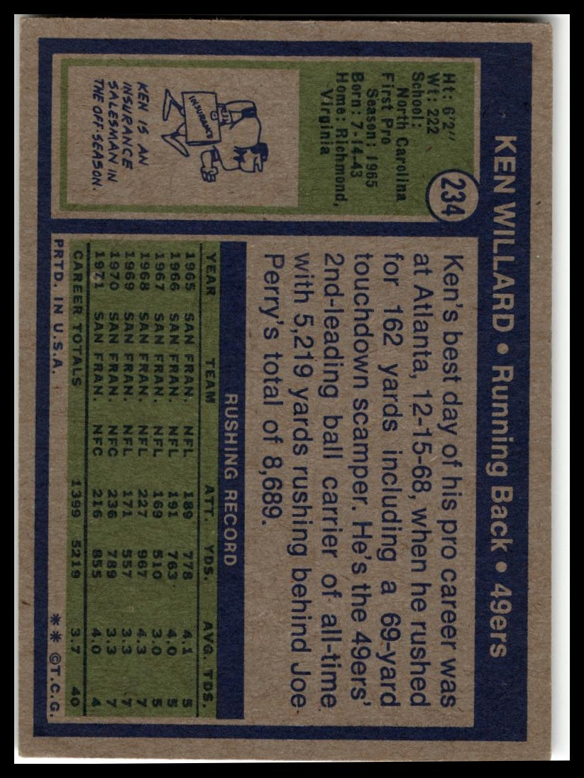 1972 Topps #234 Ken Willard
