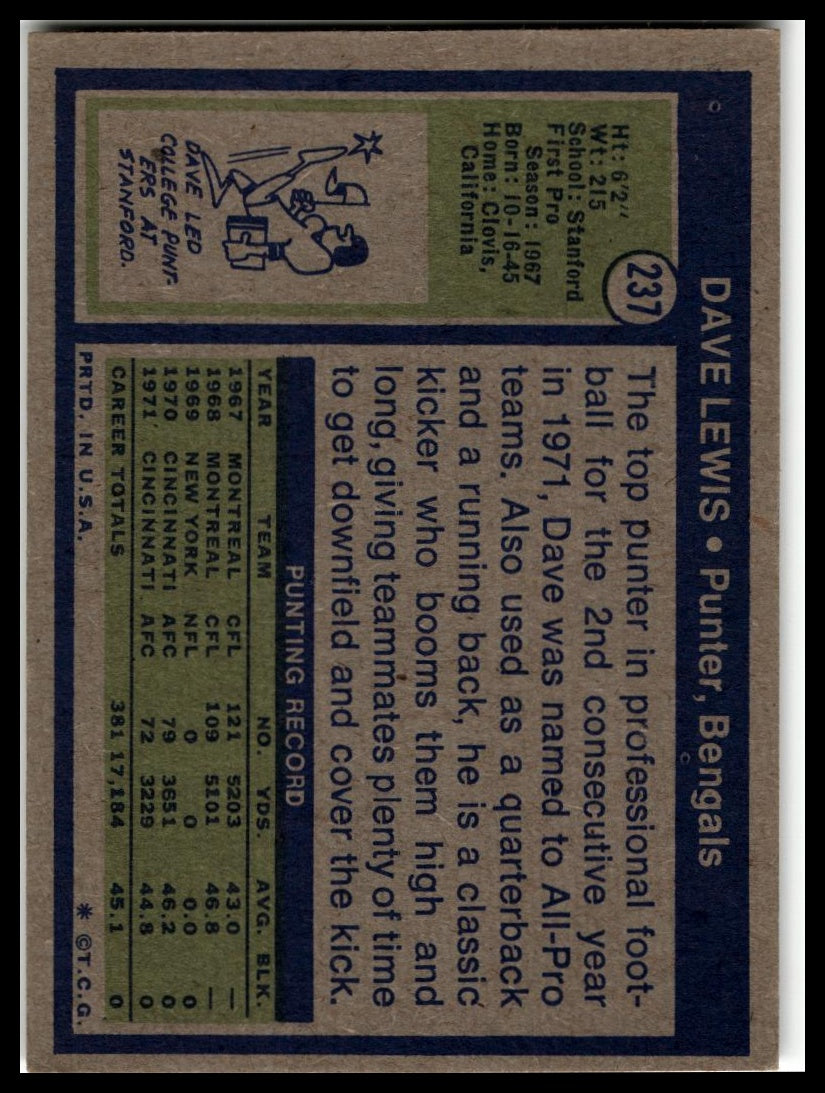 1972 Topps #237 Dave Lewis