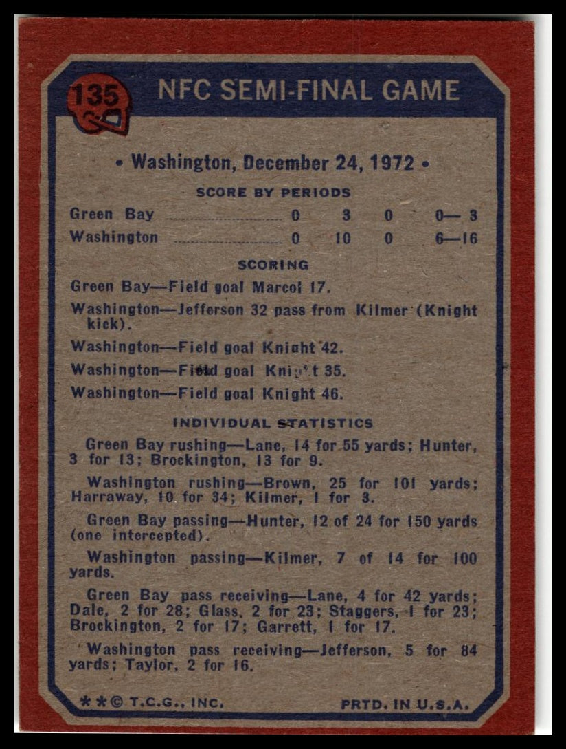 1973 Topps #135 NFC Semi-Final Game Excellent