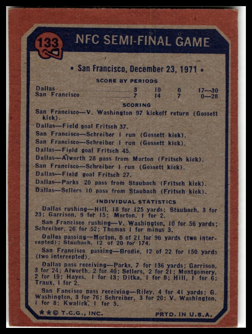 1973 Topps #133 NFC Semi-Final Game Excellent