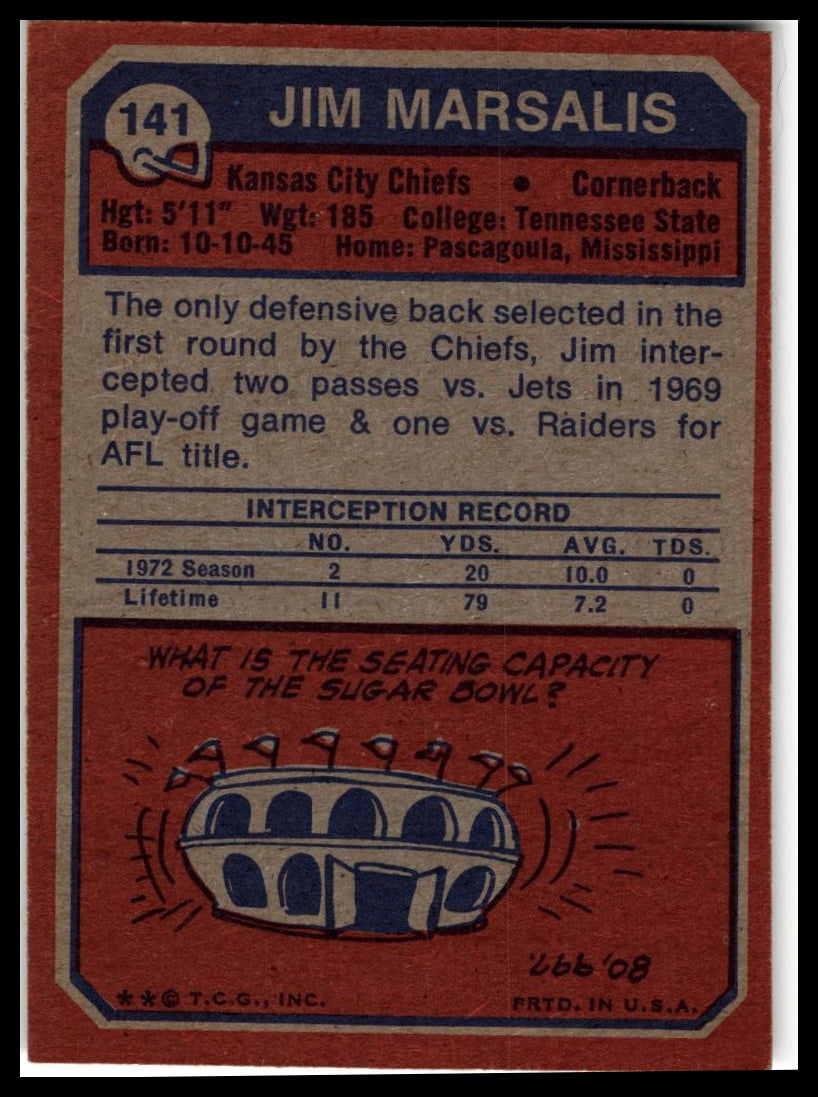 1973 Topps #141 Jim Marsalis Excellent