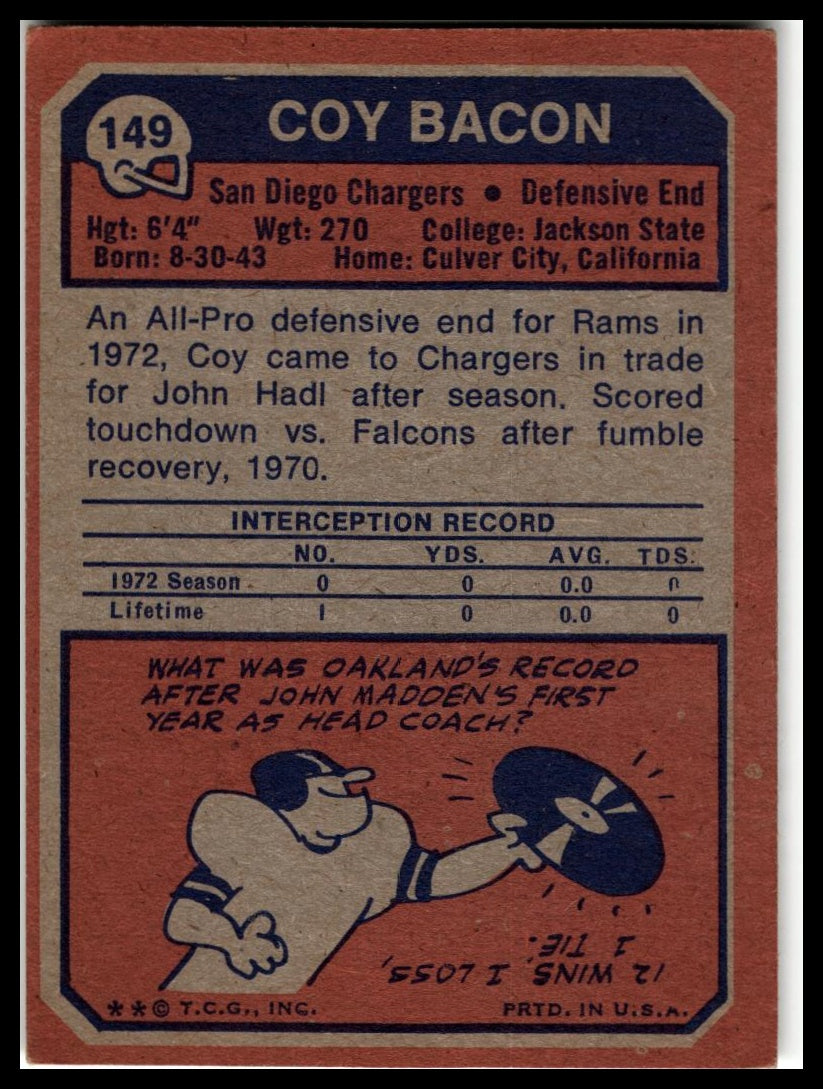 1973 Topps #149 Coy Bacon Excellent