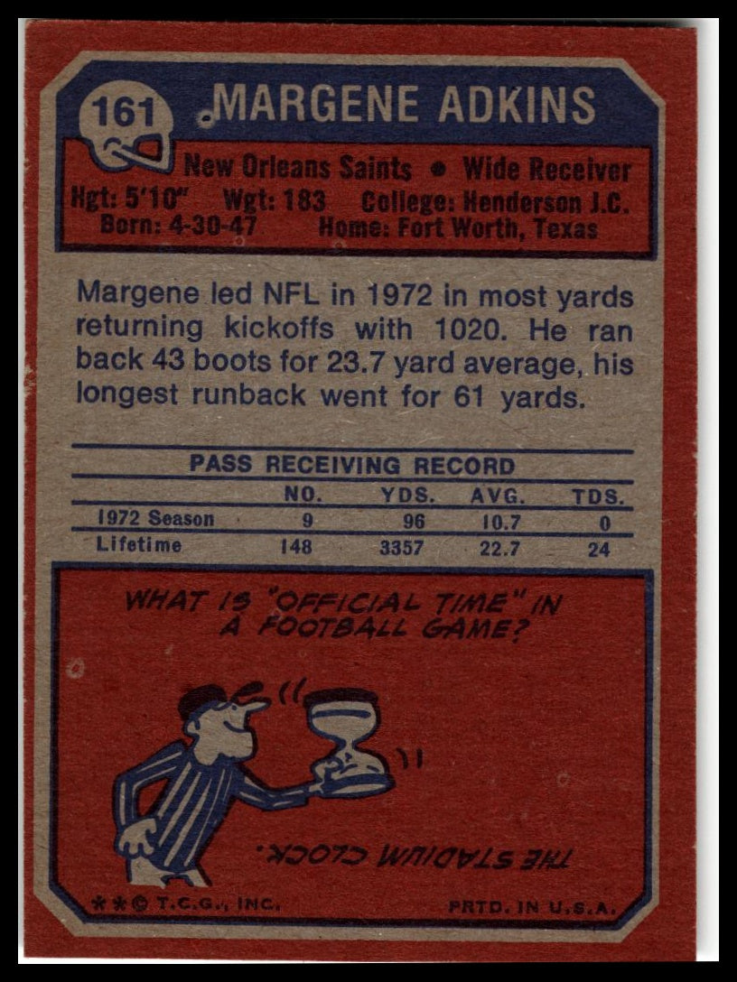 1973 Topps #161 Margene Adkins Excellent