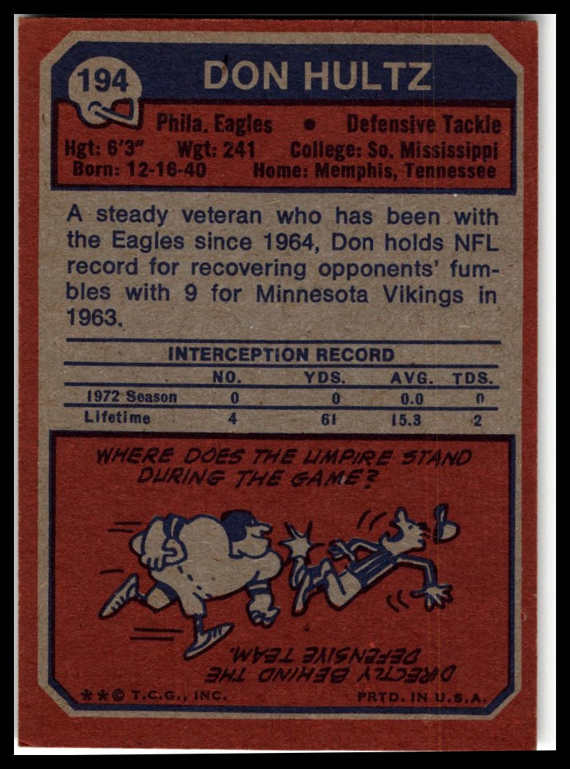 1973 Topps #194 Don Hultz Excellent