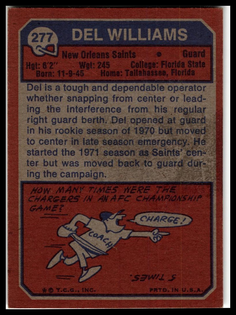 1973 Topps #277 Del Williams Excellent
