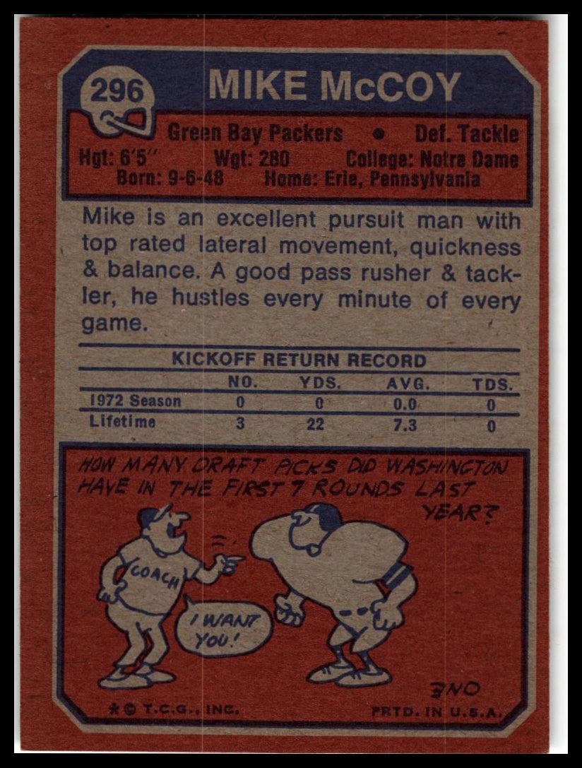 1973 Topps #296 Mike McCoy Excellent
