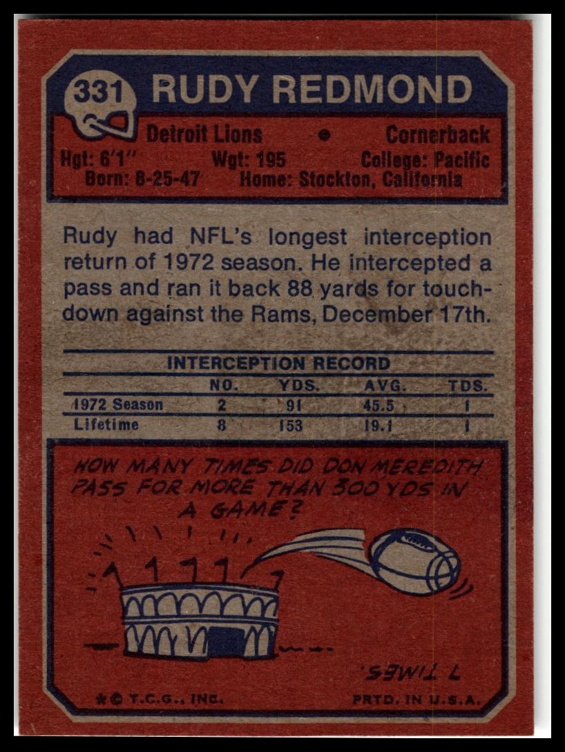 1973 Topps #331 Rudy Redmond Excellent