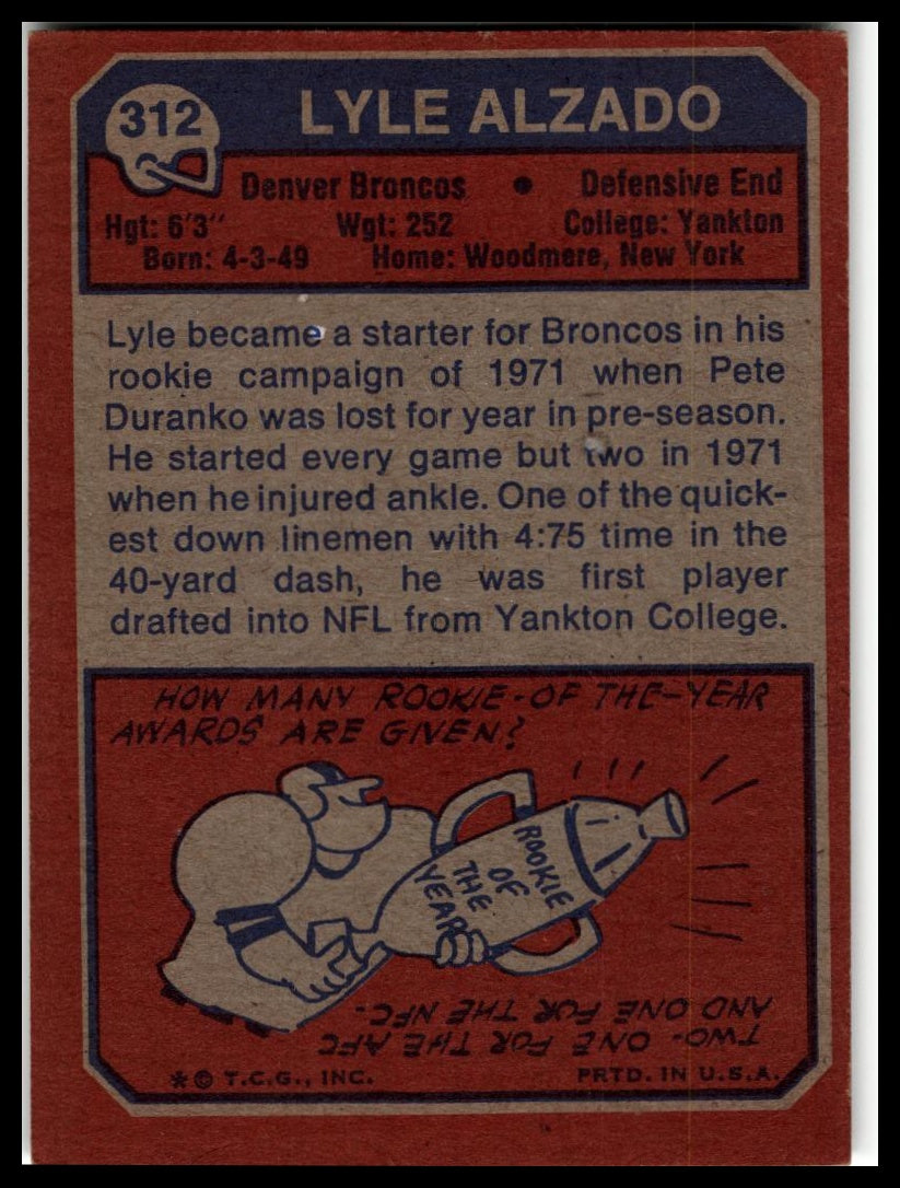 1973 Topps #312 Lyle Alzado Excellent