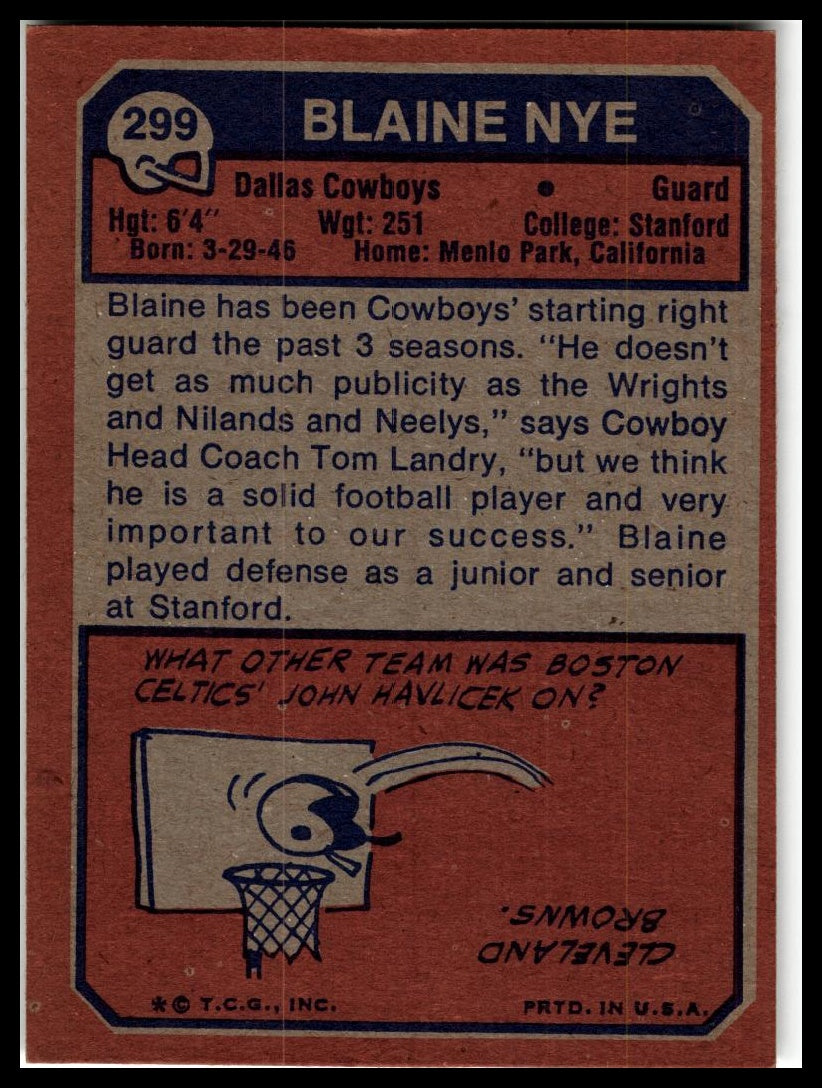 1973 Topps #299 Blaine Nye Excellent