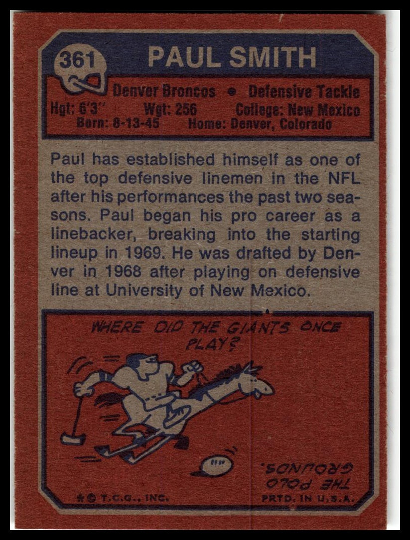1973 Topps #361 Paul Smith Excellent