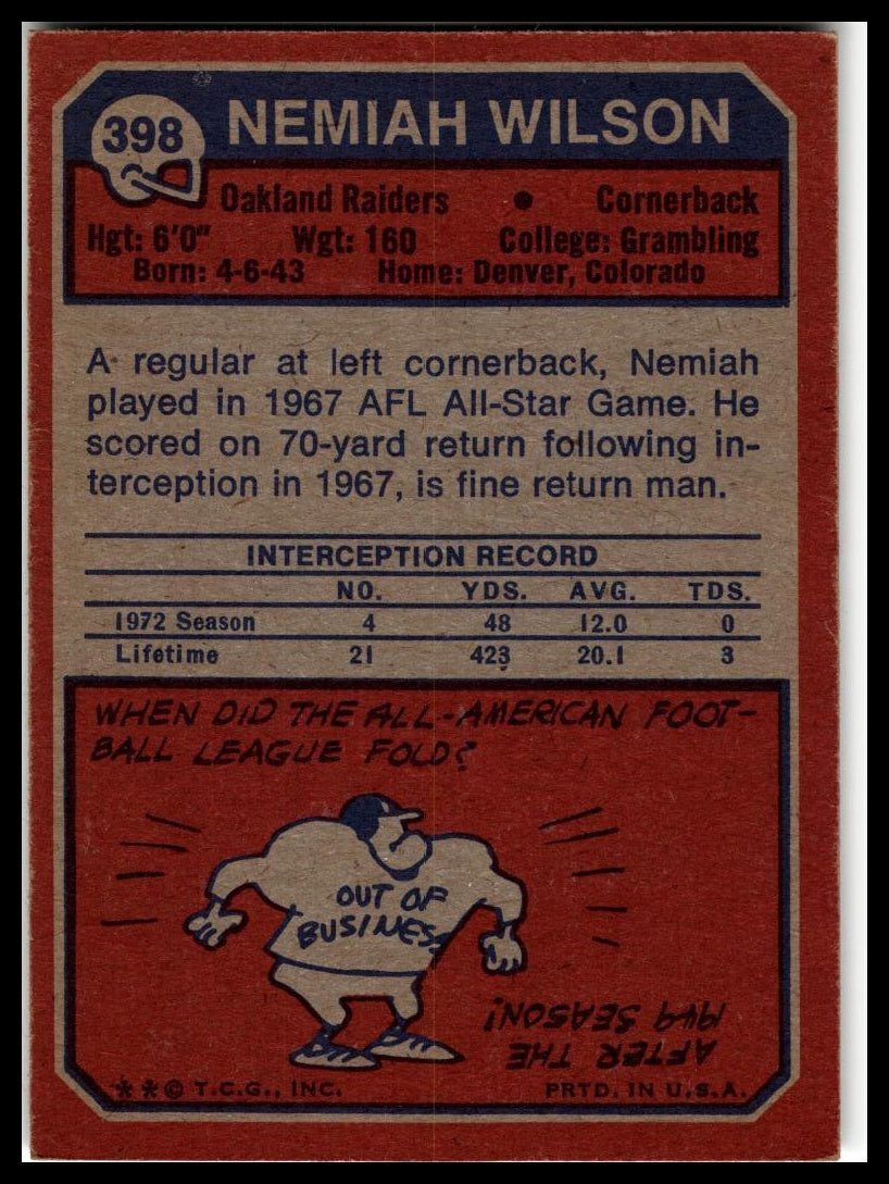 1973 Topps #398 Nemiah Wilson Excellent