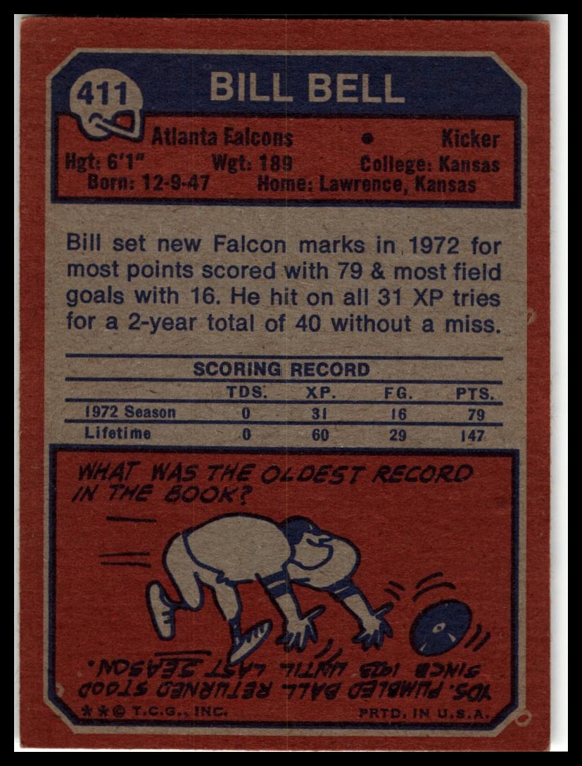1973 Topps #411 Bill Bell Excellent