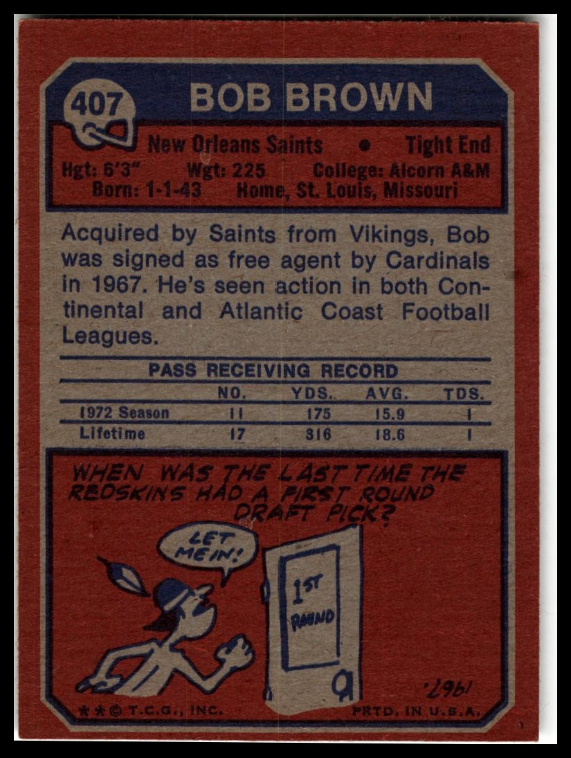 1973 Topps #407 Bob Brown Excellent
