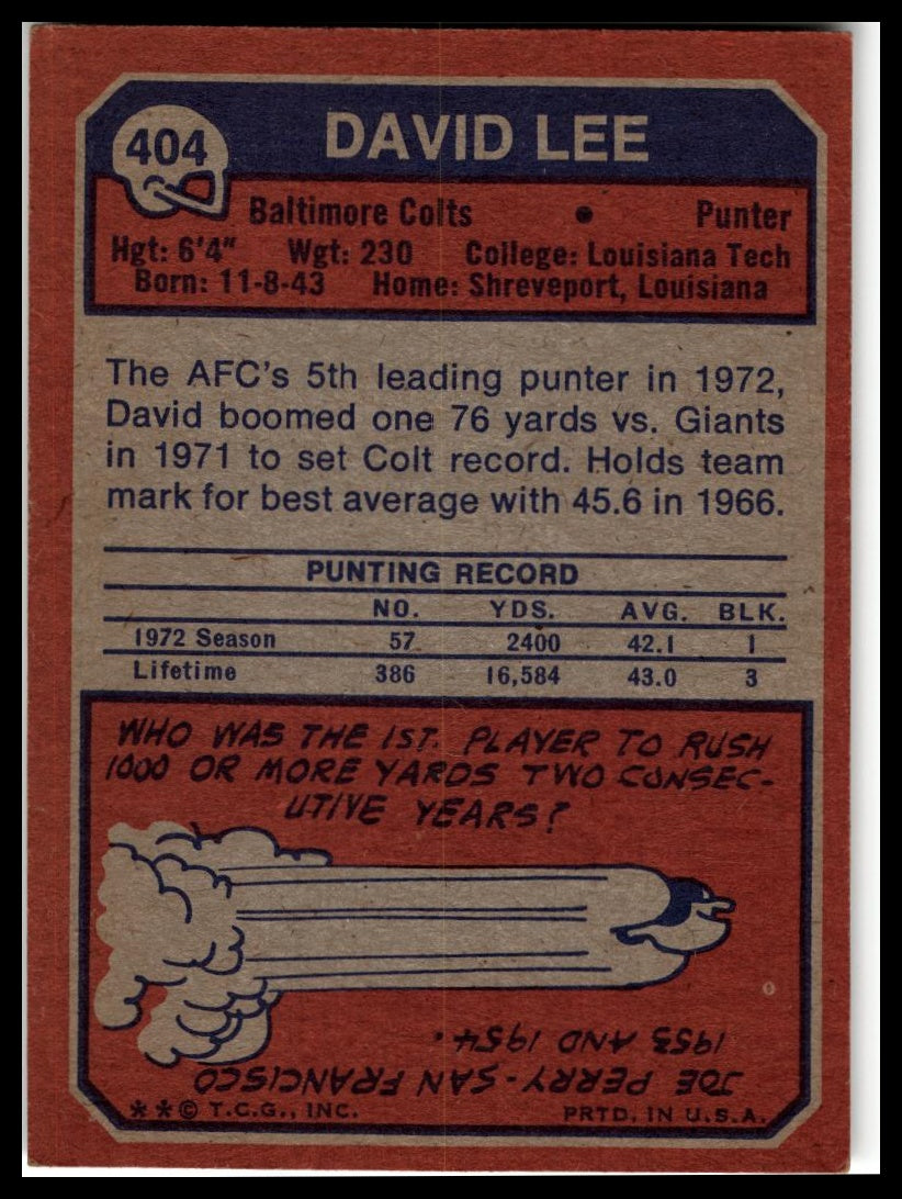 1973 Topps #404 David Lee Excellent