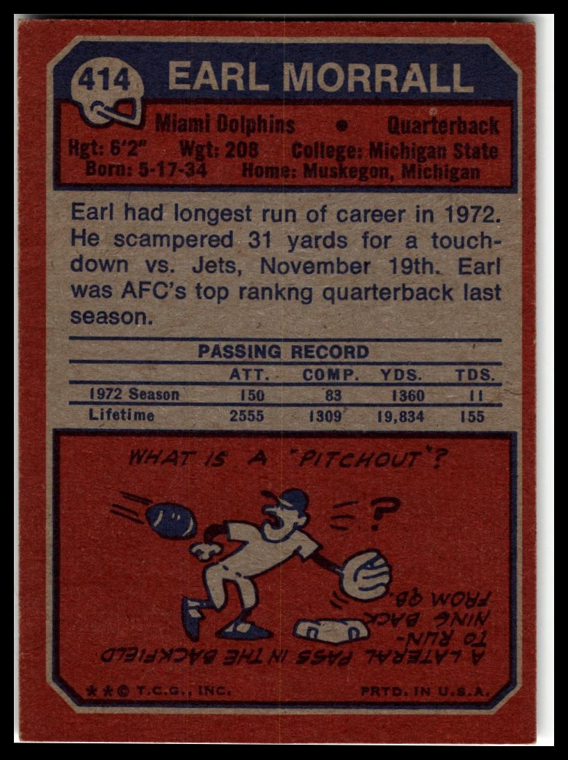 1973 Topps #414 Earl Morrall Excellent
