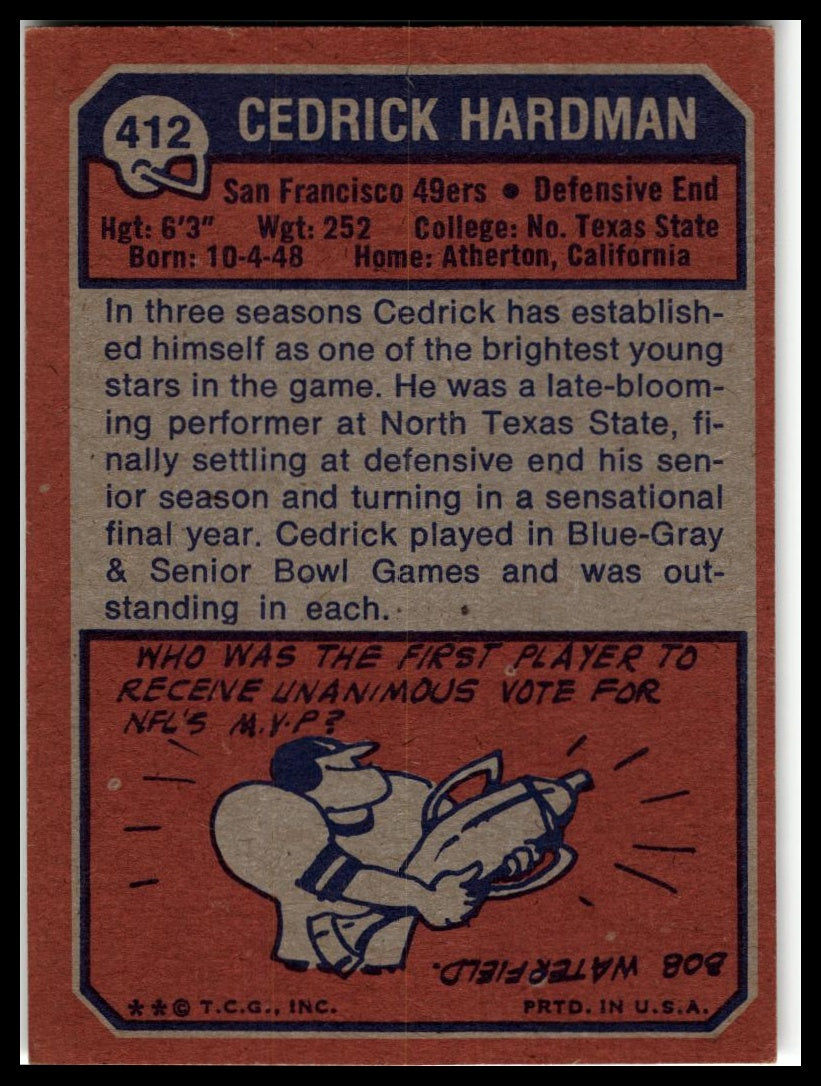 1973 Topps #412 Cedrick Hardman Excellent