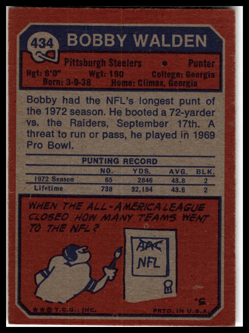 1973 Topps #434 Bobby Walden Excellent