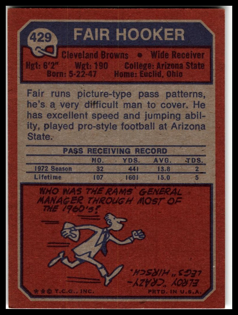 1973 Topps #429 Fair Hooker Excellent