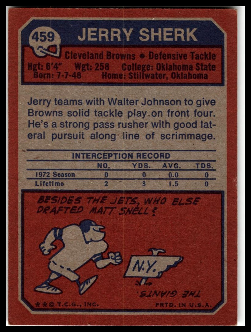 1973 Topps #459 Jerry Sherk Excellent