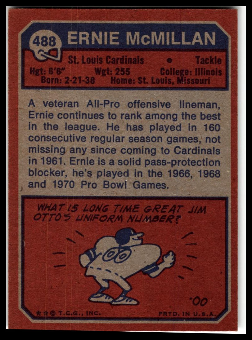 1973 Topps #488 Ernie McMillan Excellent