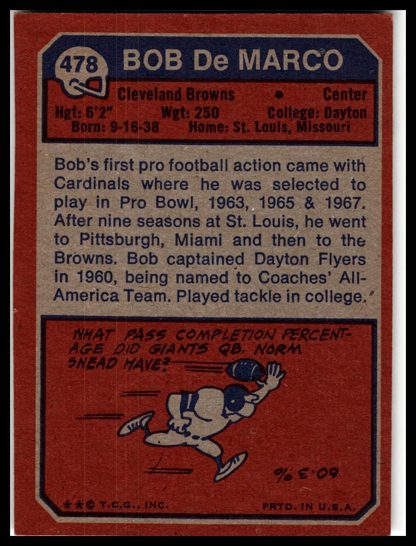 1973 Topps #478 Bob DeMarco Excellent