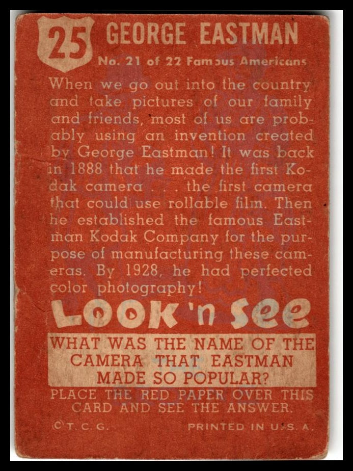 1952 Topps Look 'n See (R714-16) #25 George Eastman Very good