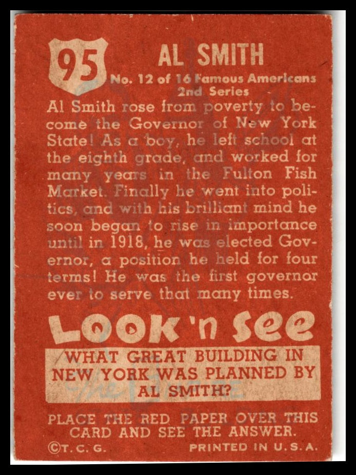 1952 Topps Look 'n See (R714-16) #95 Alfred E. Smith Excellent