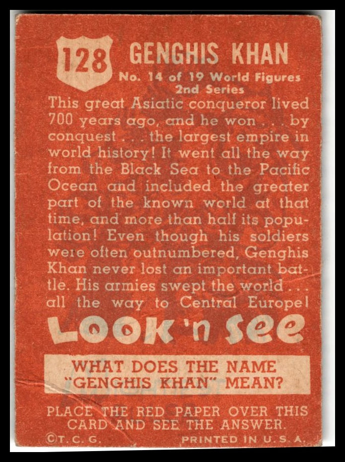 1952 Topps Look 'n See (R714-16) #128 Genghis Khan Very Good