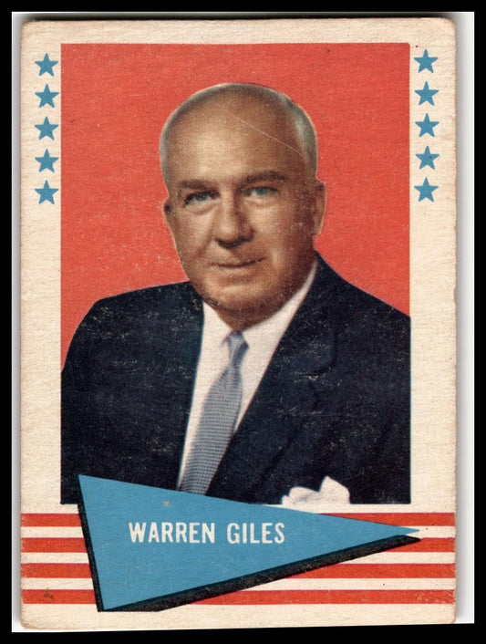 1961 Fleer Baseball Greats (F418-3) #33 Warren Giles Very Good