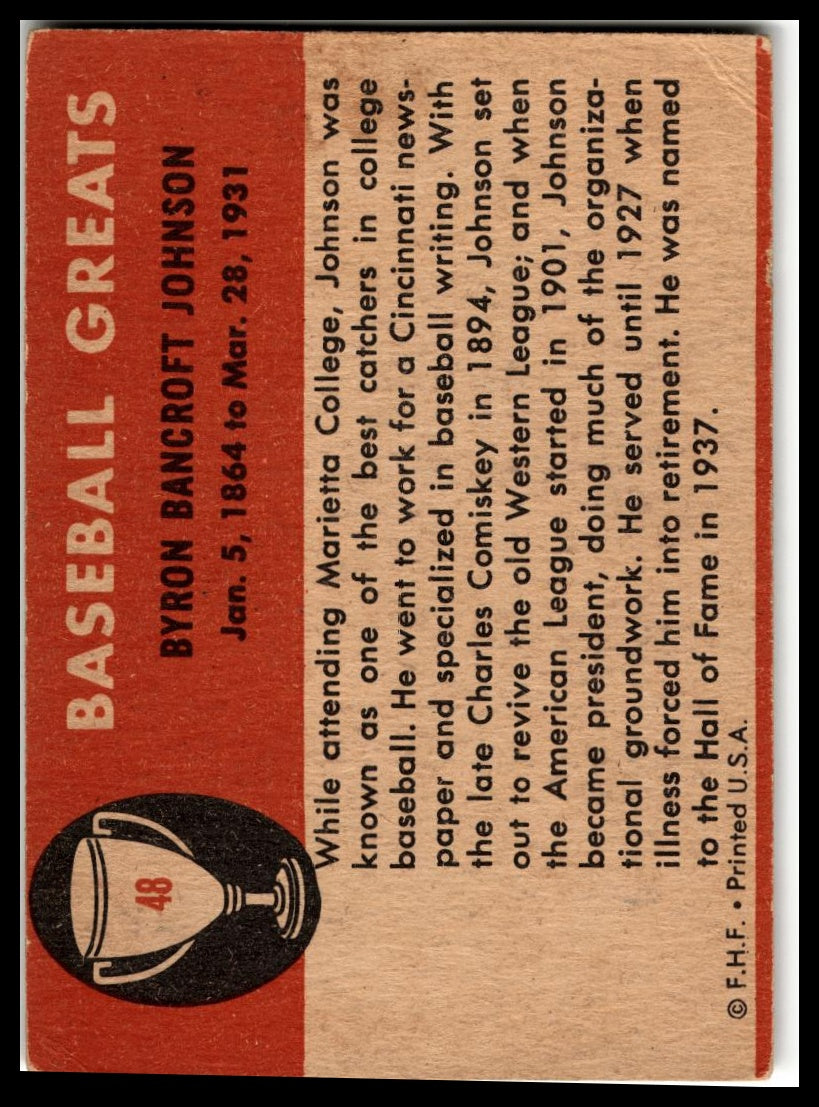 1961 Fleer Baseball Greats (F418-3) #48 Ban Johnson Very Good