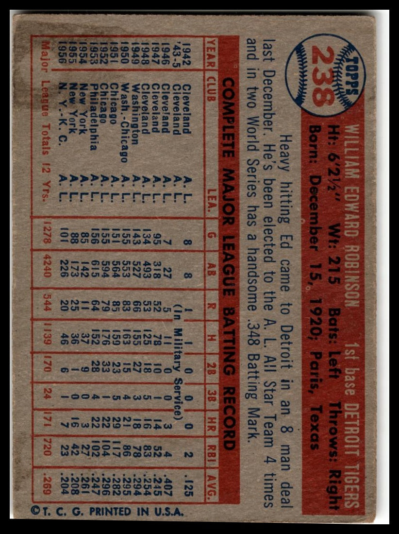 1957 Topps #238 Eddie Robinson Very Good