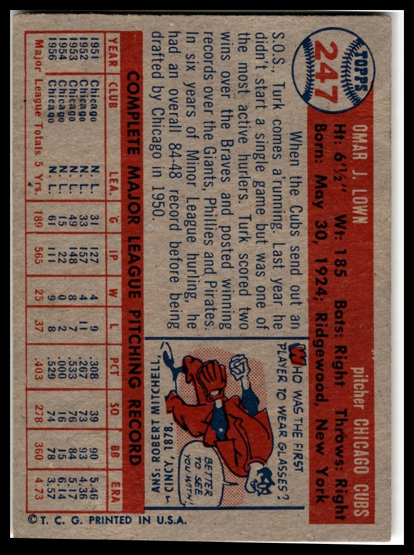 1957 Topps #247 Turk Lown Very Good