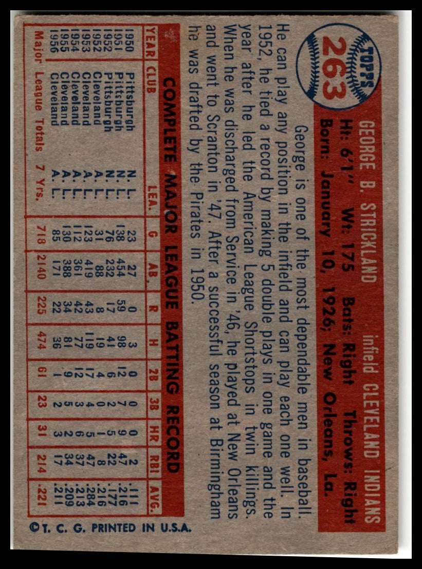 1957 Topps #263 George Strickland Very Good