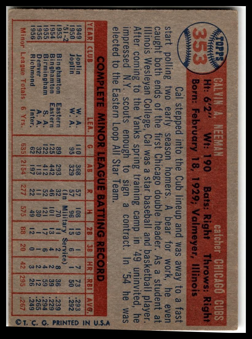1957 Topps #353 Cal Neeman Very Good