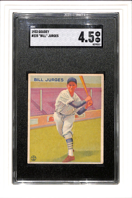 1933 Goudey #225 Bill Jurges SGC 4.5 SN 8279217