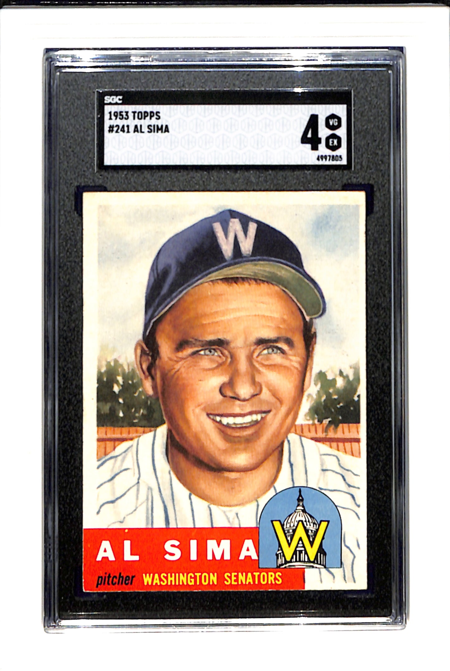 1953 Topps #241 Al Sima SGC 4 High # Senators SN 4997805