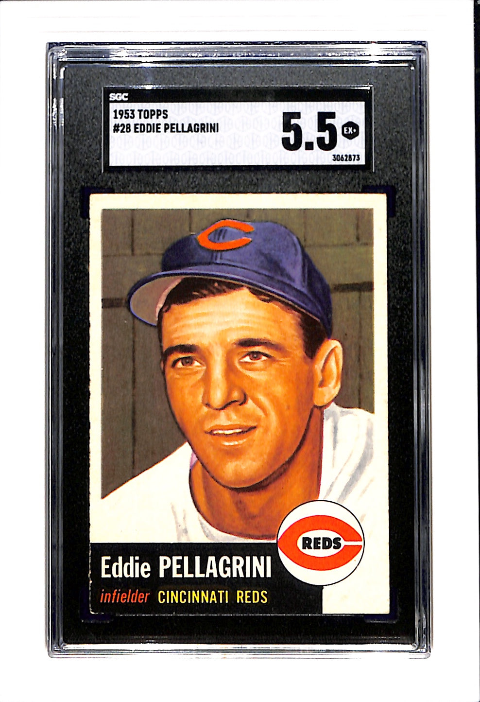 1953 Topps #28 Eddie Pellagrini - Cincinnati Reds SGC 5.5
