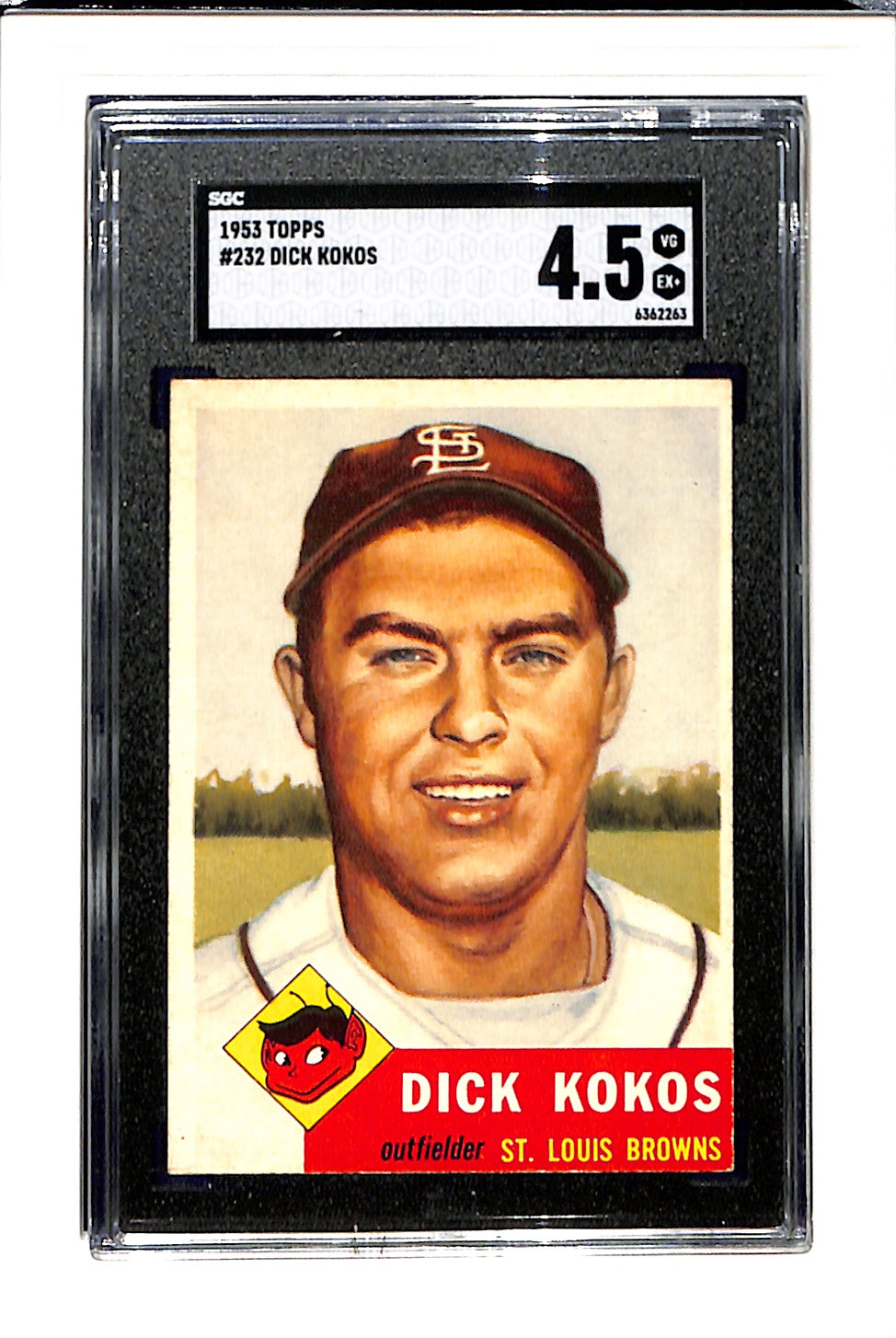 1953 Topps #232 Dick Kokos - St. Louis Browns SGC 4.5 HI #