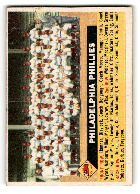 1956 Topps #72 1955 Philadelphia Phillies Team Card VGEX
