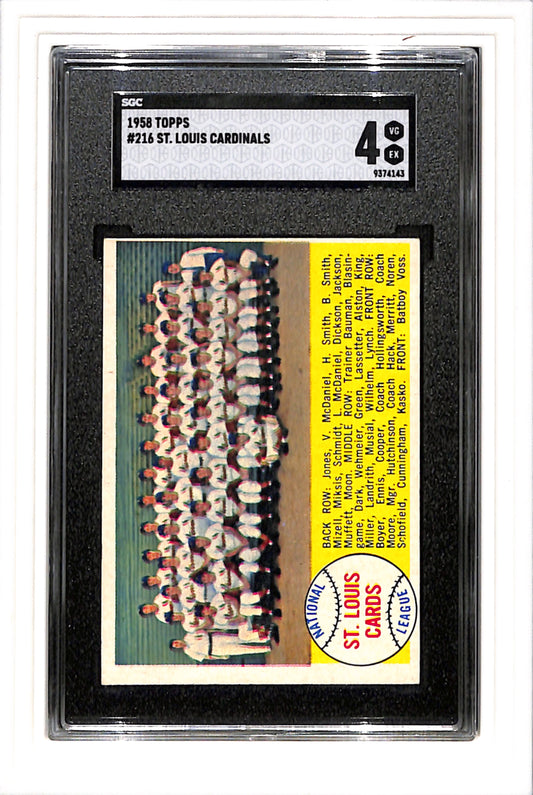 1958 Topps #216 St. Louis Cardinals SGC 4 SN 9374143