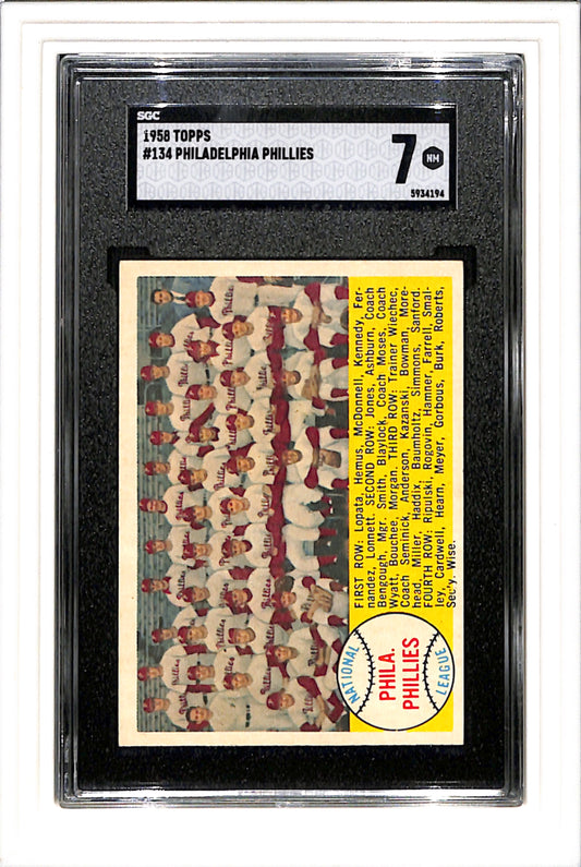 1958 Topps #134 Philadelphia Phillies SGC 7 SN 5934194