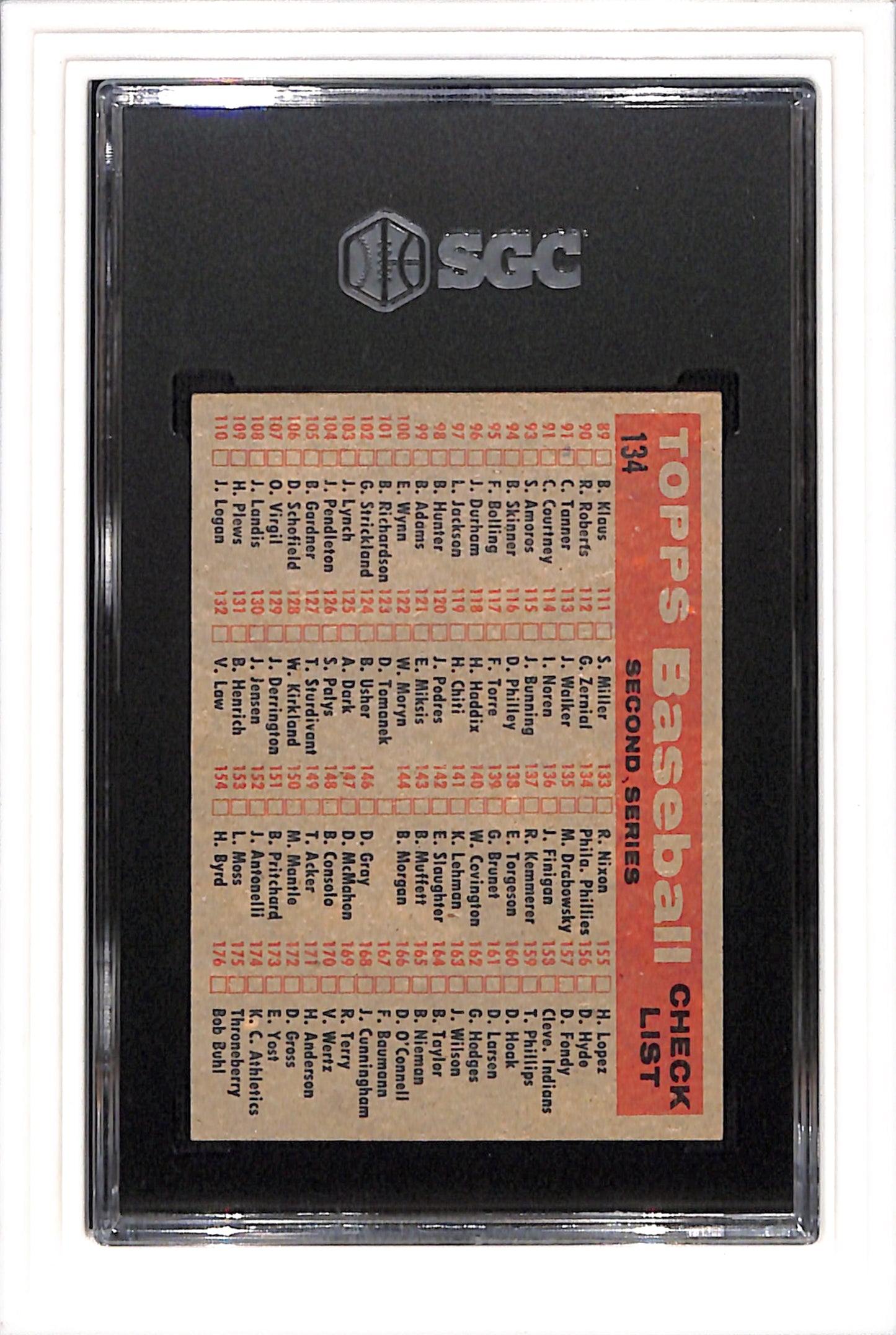 1958 Topps #134 Philadelphia Phillies SGC 7 SN 5934194