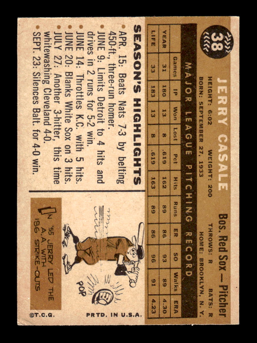 1960 Topps #38 Jerry Casale - Boston Red Sox VG