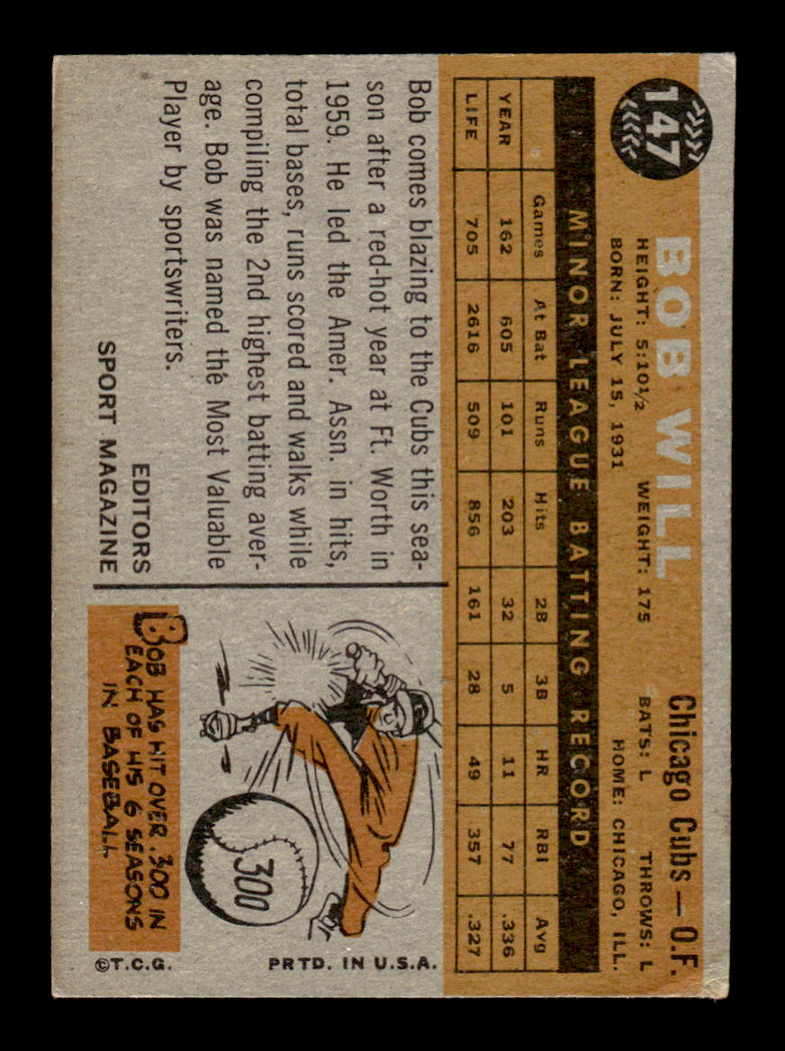 1960 Topps #147 Bob Will - Chicago Cubs VGEX