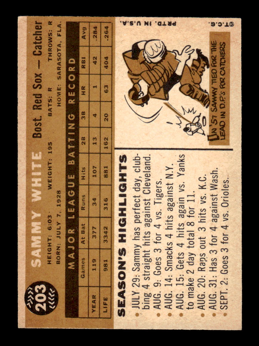 1960 Topps #203 Sammy White - Boston Red Sox VG