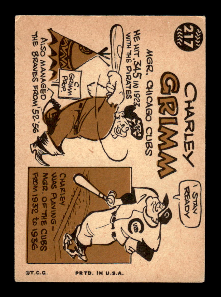 1960 Topps #217 Charlie Grimm - Chicago Cubs EX