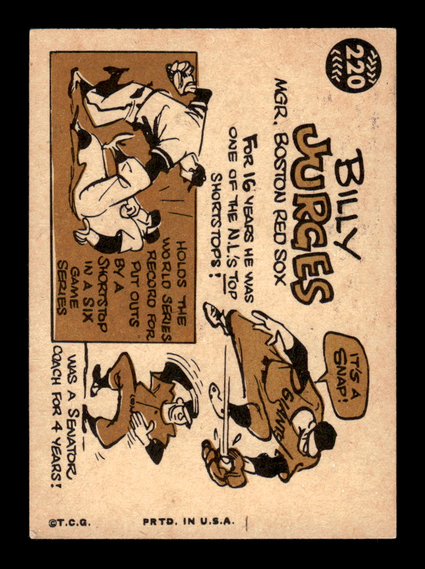 1960 Topps #220 Billy Jurges - Boston Red Sox VGEX