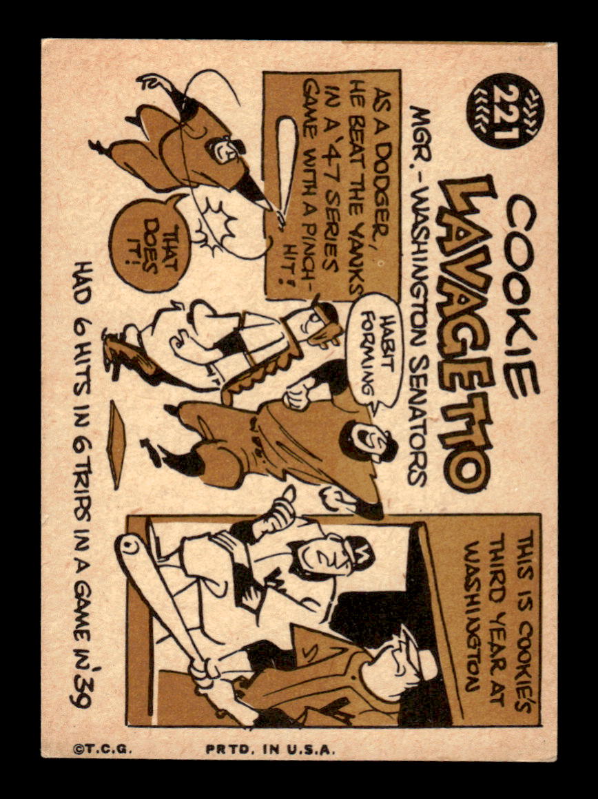 1960 Topps #221 Cookie Lavagetto - Washington Senators EX