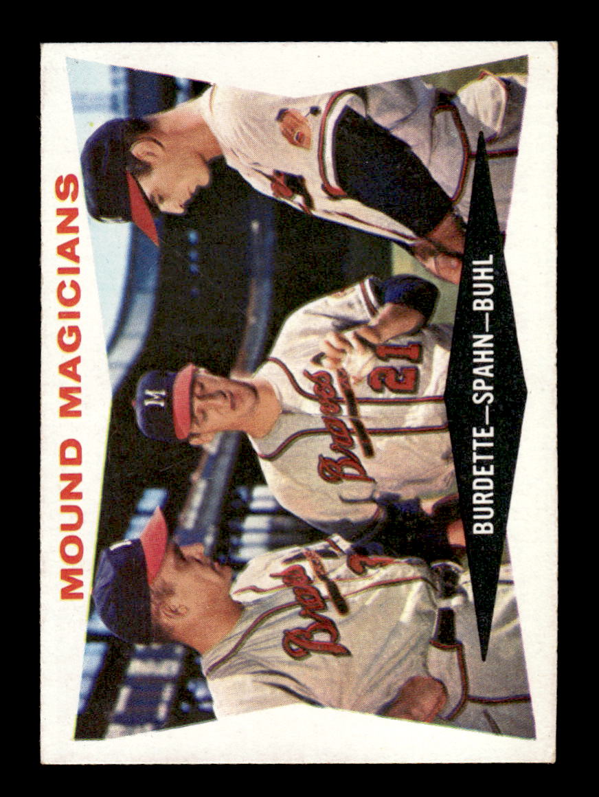 1960 Topps #230 Mound Magicians - Burdette / Spahn / Buhl EX