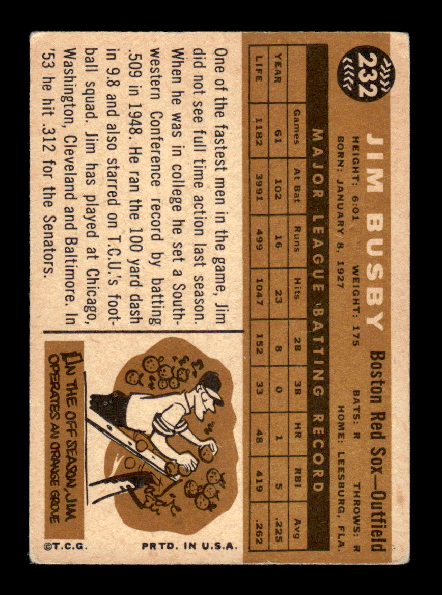 1960 Topps #232 Jim Busby - Boston Red Sox VGEX